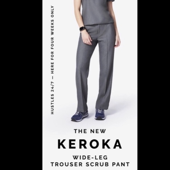 Figs Keroka Wide Leg Trouser Grey Graphite Scrub Pants size Small - Picture 4 of 14